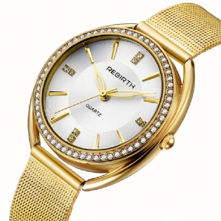 Diamond Dial Case Dame Armbåndsur Fuldt Stål Elegant Design Quartz Watch