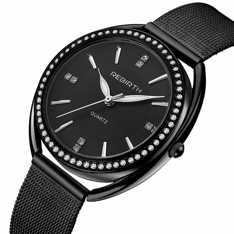 Diamond Dial Case Dame Armbåndsur Fuldt Stål Elegant Design Quartz Watch