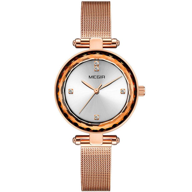 Diamond Vandtæt Casual Style Kvinder Watch Milanese Steel Quartz Ure
