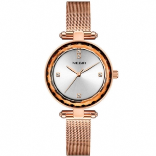Diamond Vandtæt Casual Style Kvinder Watch Milanese Steel Quartz Ure