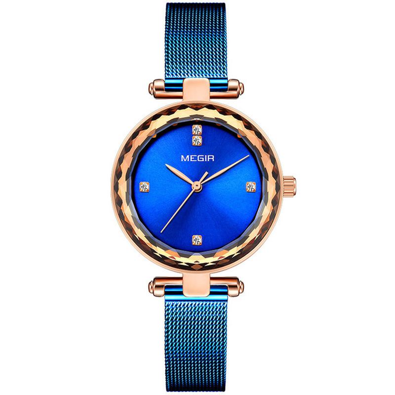 Diamond Vandtæt Casual Style Kvinder Watch Milanese Steel Quartz Ure