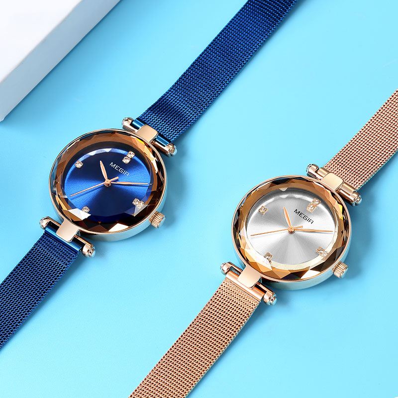 Diamond Vandtæt Casual Style Kvinder Watch Milanese Steel Quartz Ure