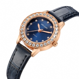 Elegant Design Dame Armbåndsur Ægte Læder Band Quartz Watch