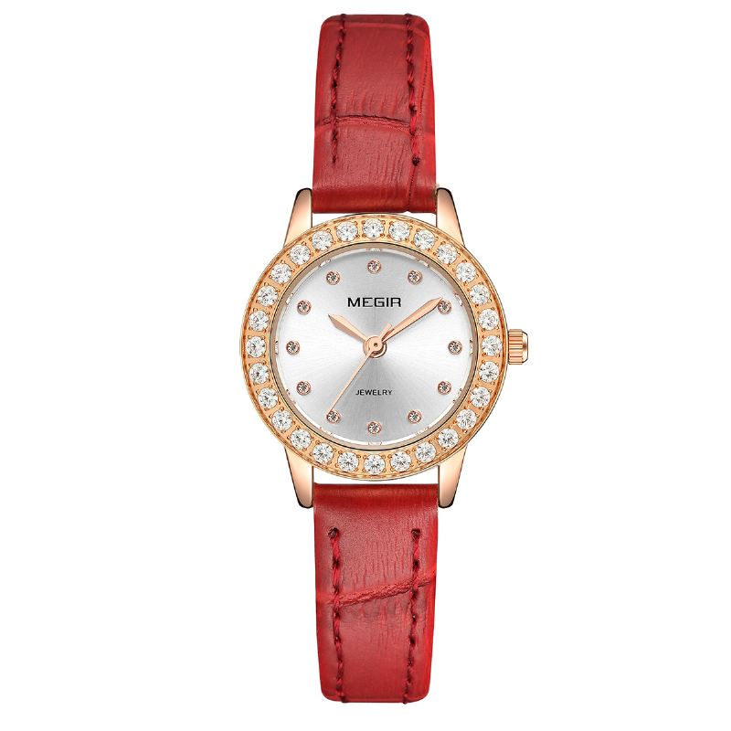 Elegant Design Dame Armbåndsur Ægte Læder Band Quartz Watch
