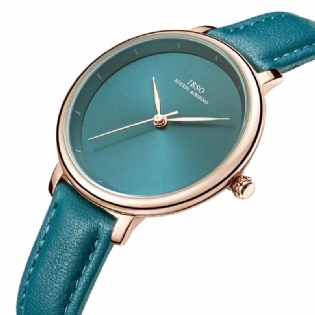 Enkelt Design Damearmbåndsur Business Style Læderbånd Quartz Watch