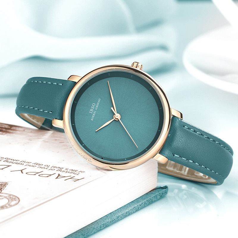 Enkelt Design Damearmbåndsur Business Style Læderbånd Quartz Watch