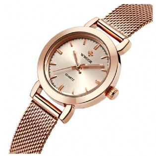 Enkelt Design Elegant Damearmbåndsur Mesh Steel Clock Quartz Ure