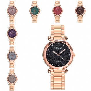 Full Star Crystal Dial Mode Kvinder Rustfrit Stål Band Quartz Watch
