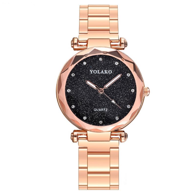 Full Star Crystal Dial Mode Kvinder Rustfrit Stål Band Quartz Watch