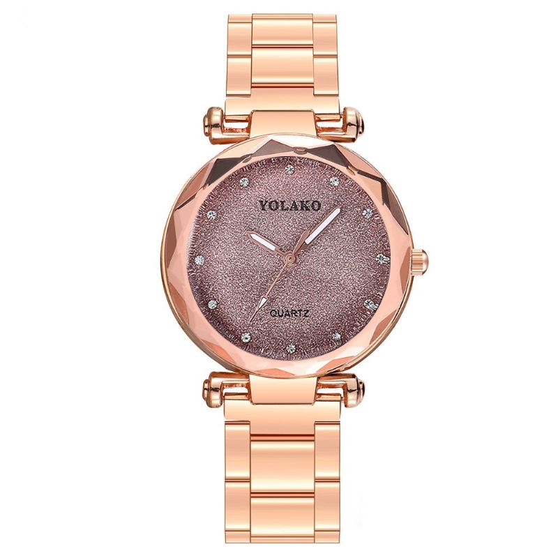 Full Star Crystal Dial Mode Kvinder Rustfrit Stål Band Quartz Watch