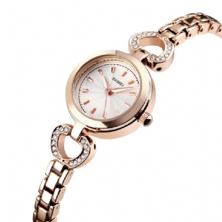 Luksus Krystal Rustfrit Stål Elegant Mode Kvinder Armbåndsur Quartz Watch