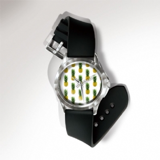Mode Ananas Med Tryk Watch Sommer Frugt Pvc Casual Lady Quartz Watch