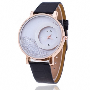 Mode Casual Kvinder Watch Crystal Dial Læderrem Kvinde Quartz Watch