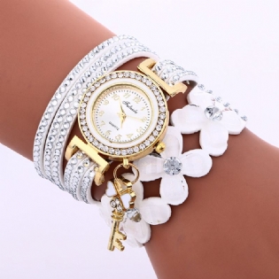 Mode Crystal Circle Armbånd Kvinder Watch Simple Dial Flowear Mønstre Quartz Watch