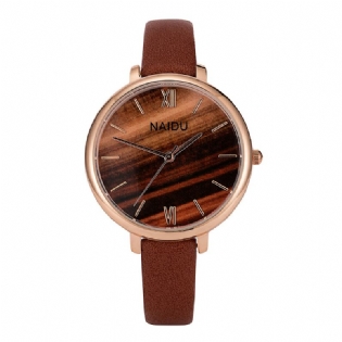 Mode Elegant Design Romersk Nummer Pu Læderrem Damearmbåndsure Quartz Watch
