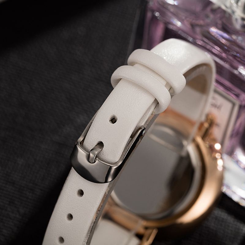 Mode Elegant Design Romersk Nummer Pu Læderrem Damearmbåndsure Quartz Watch