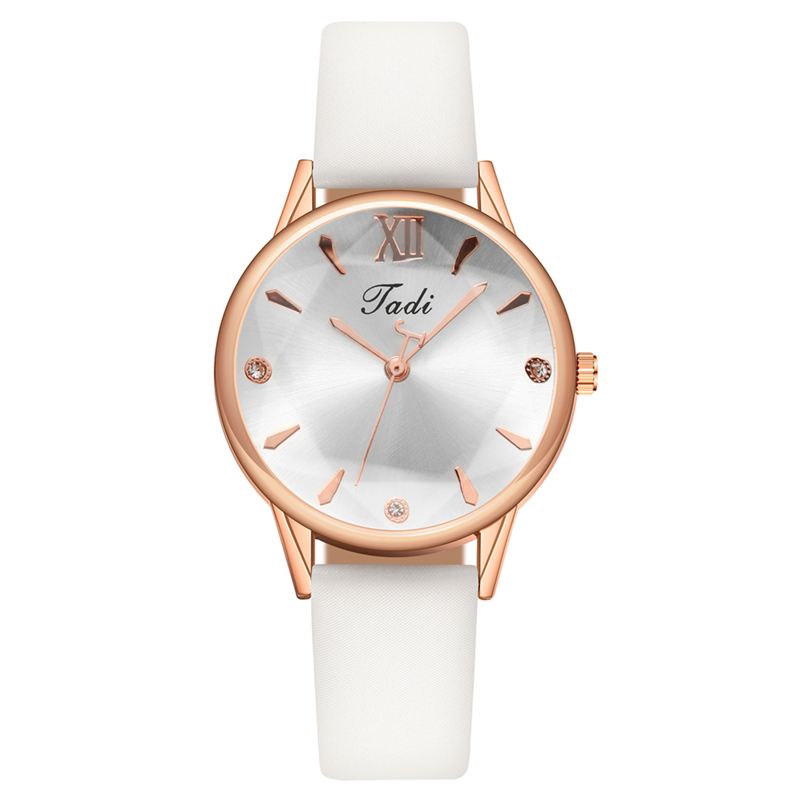 Mode Elegant Kvinder Ure Læder Band Geometrisk Design Romertal Quartz Ur