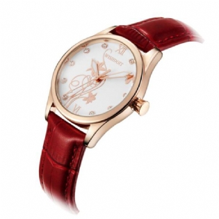 Mode Kvinder Quartz Watch Romertal Blomst Iron Tower Armbåndsur