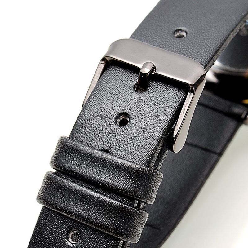 Mode Kvinder Ultra-tynd Urkasse Blomster Pattern Dial Læderrem Quartz Watch