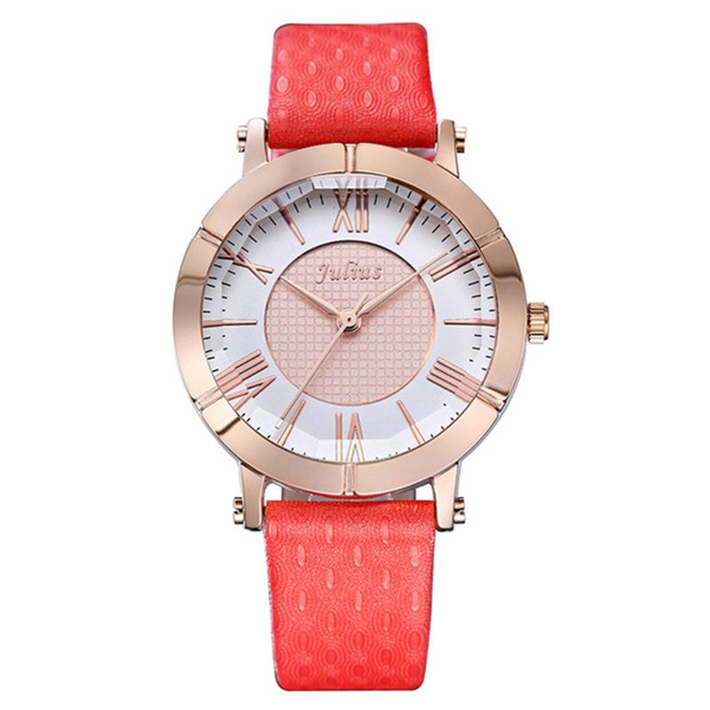 Mode Luksus Læderrem Dame Student Quartz Watch