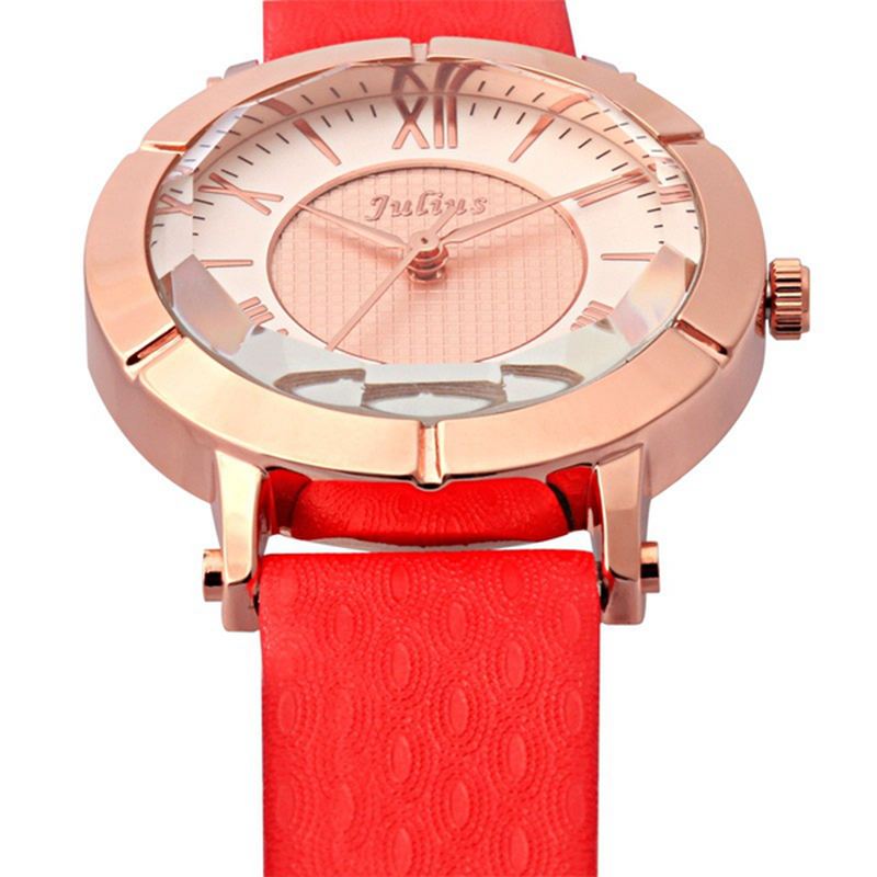 Mode Luksus Læderrem Dame Student Quartz Watch