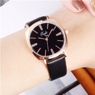 Mode Nr. Nummer Rund Skive Pu Læderbånd Kvinder Quartz Watch