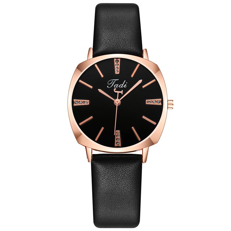 Mode Nr. Nummer Rund Skive Pu Læderbånd Kvinder Quartz Watch