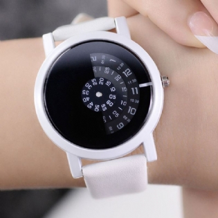 Mode Sport Casual Elegante Dameure Rotate Indicator Design Læderbånd Quartz Watch
