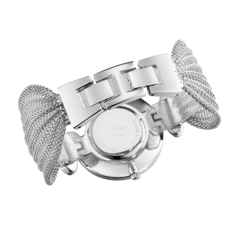 Mode Unikt Design Large Dial Mesh Armbånd Kvarts Quartz Watch