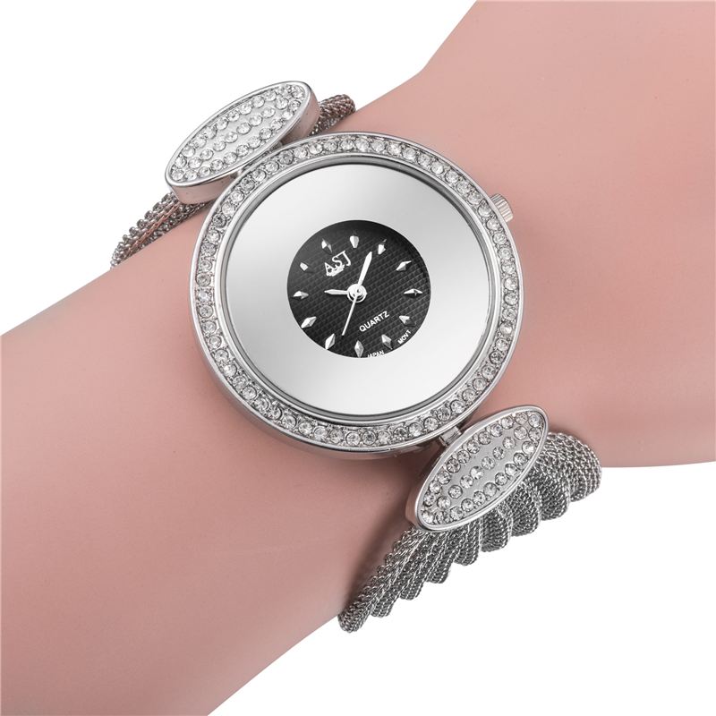 Mode Unikt Design Large Dial Mesh Armbånd Kvarts Quartz Watch