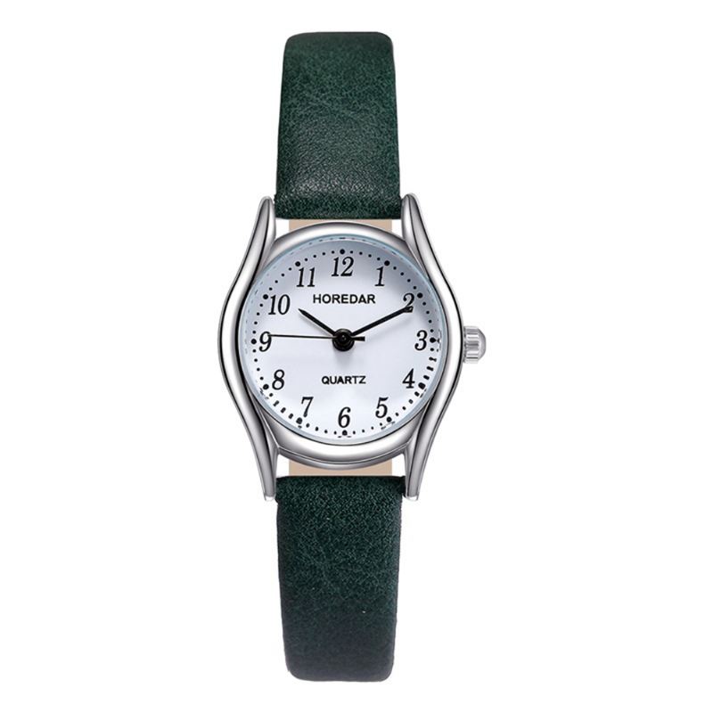 Retro Stil Kvinder Armbåndsur Lille Skive Læderrem Quartz Ure