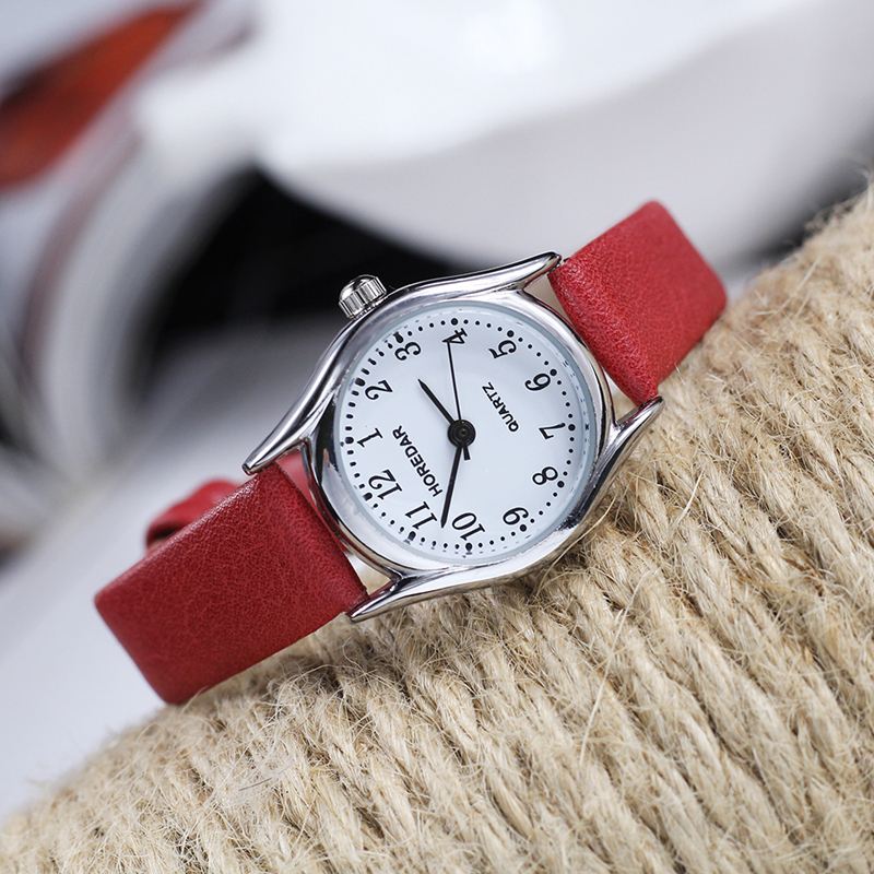 Retro Stil Kvinder Armbåndsur Lille Skive Læderrem Quartz Ure