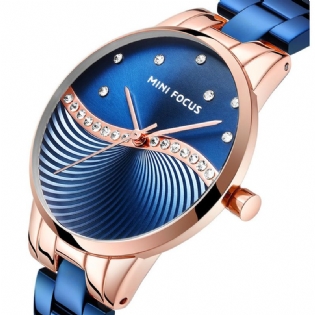 Simple Deign Elegant Crystal Kvinder Armbåndsur Rustfrit Stål Quartz Watch