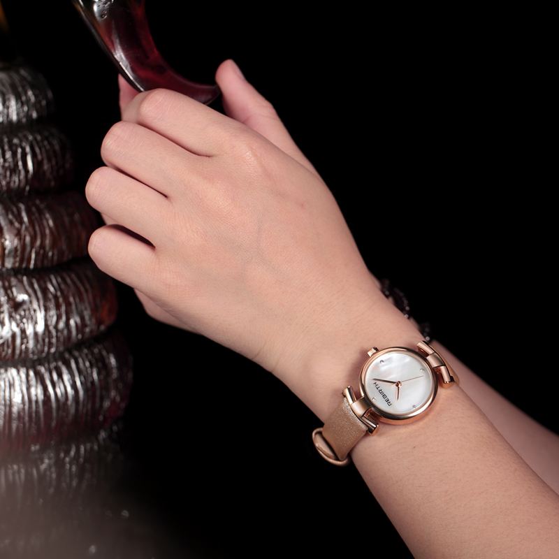 Simple Design Clock Dame Armbåndsur Læderrem Quartz Ure