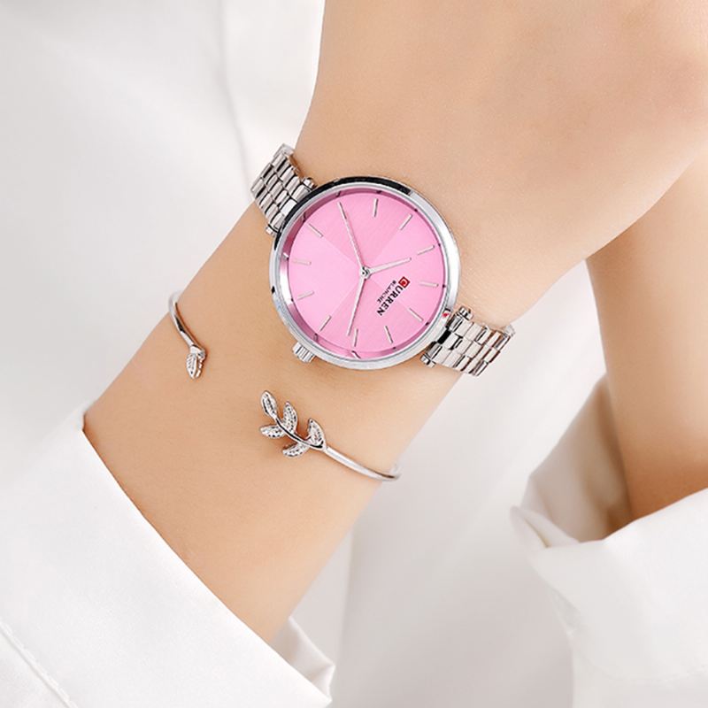 Simple Style Dame Armbåndsur Rustfrit Stål Band Quartz Ure