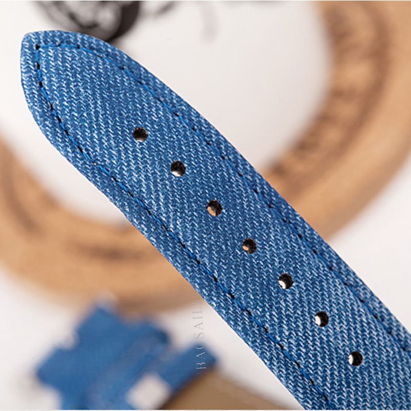 Temperament Tegneserie Kat Blank Dial All-match Denim Strap Kvinder Quartz Watch Armbåndsur