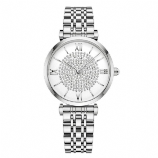 Trendy Elegant Kvinder Ure Fuld Romertal Rhinestones Mount Dial Quartz Ure