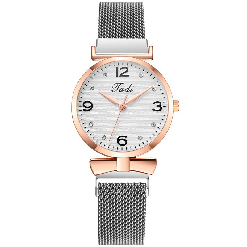 Trendy Simpelt Elegant Design Vilde Kvinder Ure Mesh Band Rose Gold Case Quartz Watch