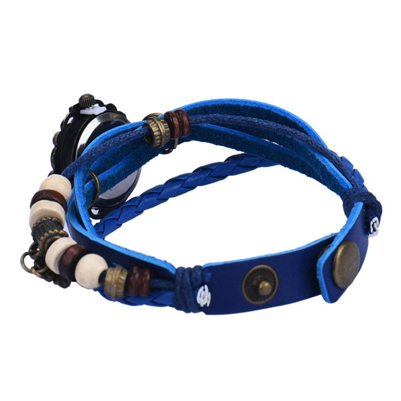 Vintage Flerlags Nøgle Vedhæng Læderrem Kvarts Ur Armbåndsur