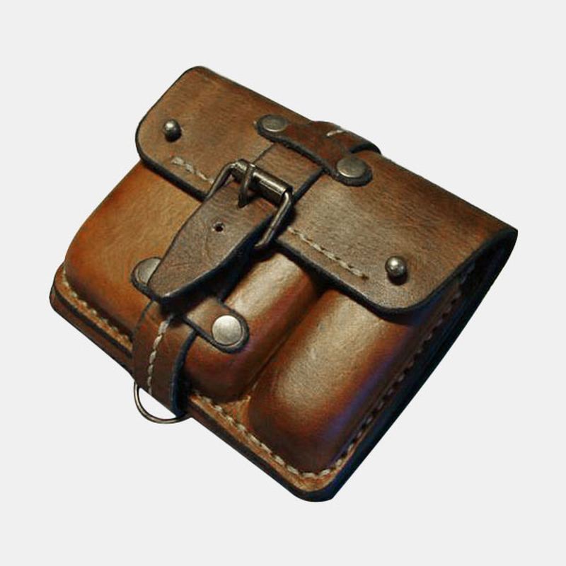 Mænd Ægte Læder 4-kort Etui Pennekniv Bælte Taske Hofte Bagdel Taske Utility Rejse Bælte Skede