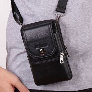 Mænd Ægte Læder Bæltetaske Crossbody Taske 6 Tommer Telefontaske Taljetaske Bæltetaske