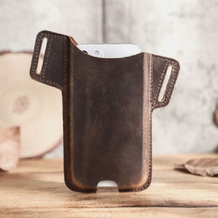 Mænd Ægte Læder Ko Læder Edc 6.5 Tommer Telefontaske Taljetaske Sling Bag