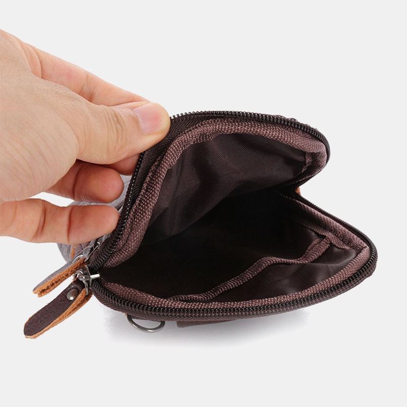 Mænd Ægte Læder Multi-carry Anti-tyveri 6.5 Tommer Telefontaske Crossbody Taske Taljetaske Sling Bag