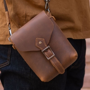 Mænd Ægte Læder Multifunktion Letvægts Crossbody-taske Vintage 6.5 Tommer Telefontaske Taljetaske Bæltetaske
