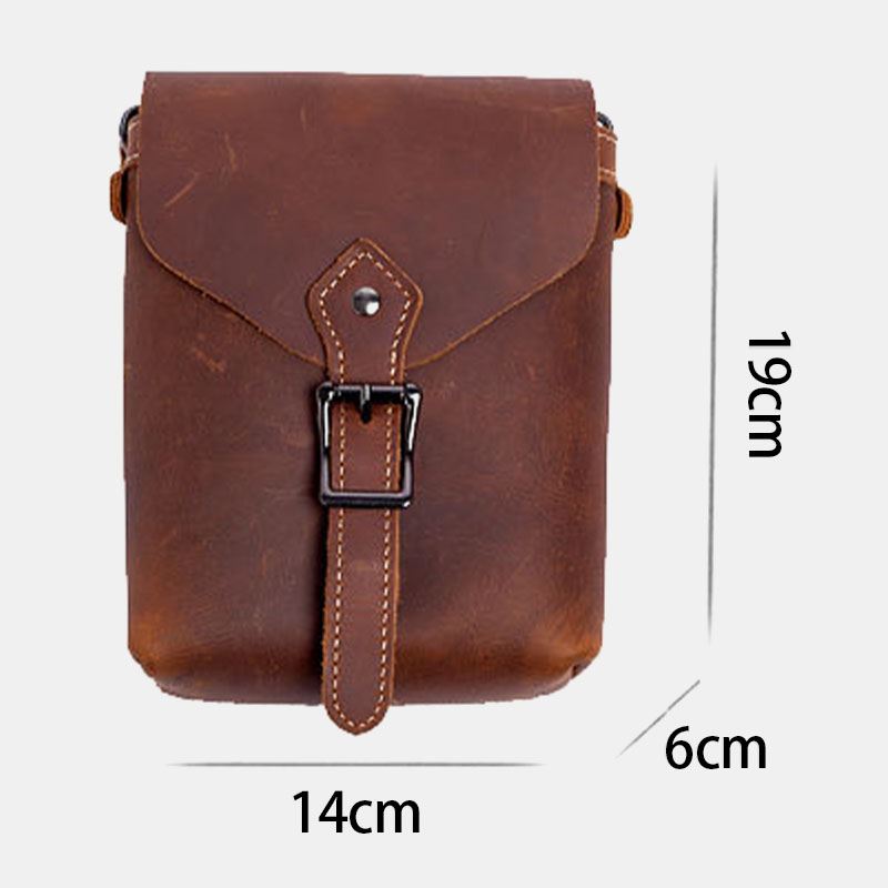 Mænd Ægte Læder Multifunktion Letvægts Crossbody-taske Vintage 6.5 Tommer Telefontaske Taljetaske Bæltetaske