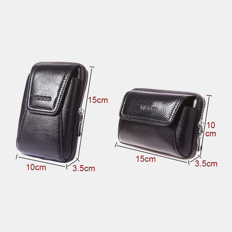 Mænd Ægte Læder Retro 6 Tommer Telefontaske Business Casual Bæltetaske Taljetaske