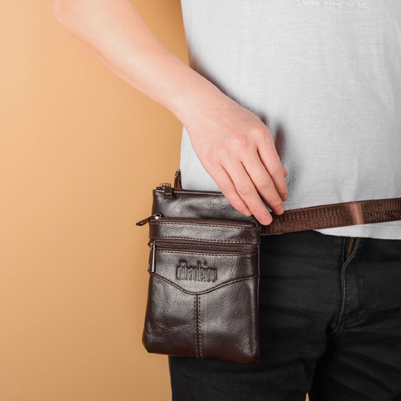 Mænd Ægte Læder Retro Business Casual 6.3 Tommer Telefontaske Multi-carry Crossbody Taske Taljetaske