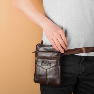 Mænd Ægte Læder Retro Business Casual 6.3 Tommer Telefontaske Multi-carry Crossbody Taske Taljetaske