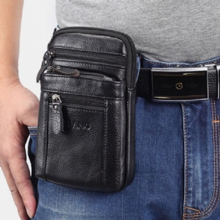 Mænd Ægte Læder Retro Multifunktions Bæltetaske Cross Body Taske Casual Stor Kapacitet Nem At Bære Taljetaske