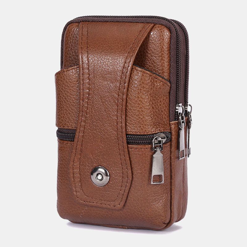 Mænd Holdbar Klap Magnetisk Knapdesign Taljetaske Åndbar Smagløs Bæltetaske 6.5 Tommer Telefontaske Crossbody-tasker Med Skulderrem